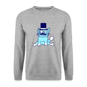 Sir Cat Gentleman Chapeau haut de forme Monocle Rich Gentleman - Sweat-shirt Unisexe - gris chiné - Devant - Alina (178cm) & Michal (187cm)