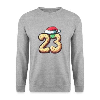 23 Number Christmas Cookie - Unisex Sweatshirt - salt & pepper - Front - Alina (178cm) & Michal (187cm)