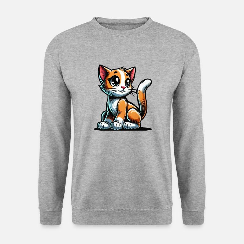 katze - Unisex Pullover - Weißgrau meliert