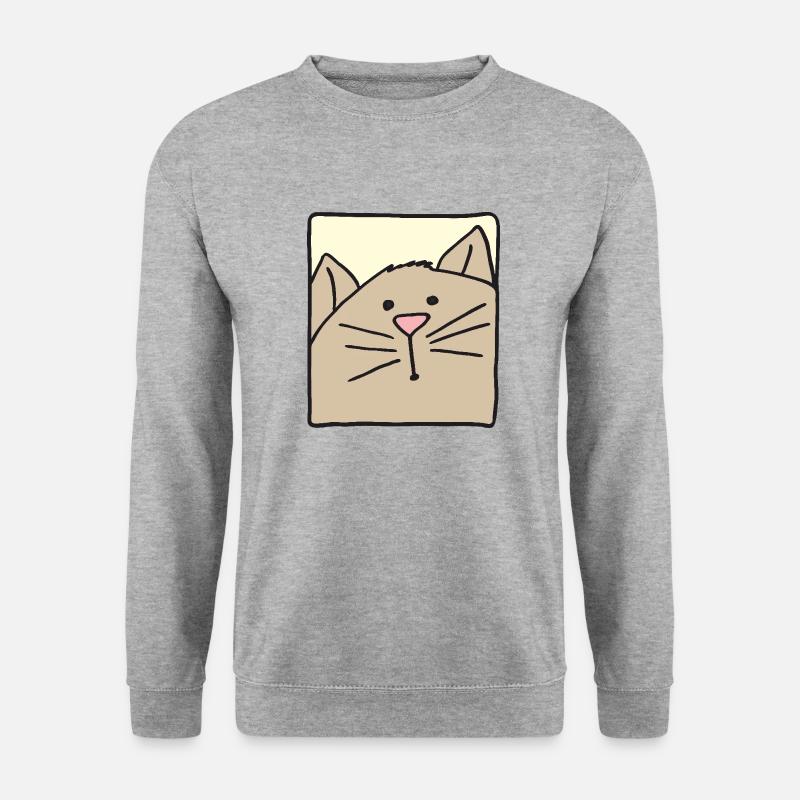 katzenkopf lustig - Unisex Pullover - Weißgrau meliert
