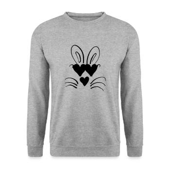 Liebes-Oster Hase - Unisex Pullover - Weißgrau meliert - Vorne - Alina (178cm) & Michal (187cm)