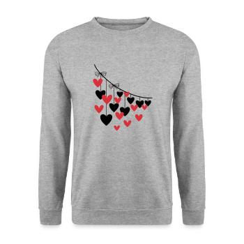 Coeur Guirlande Plusieurs Coeurs - Sweat-shirt Unisexe - gris chiné - Devant - Alina (178cm) & Michal (187cm)