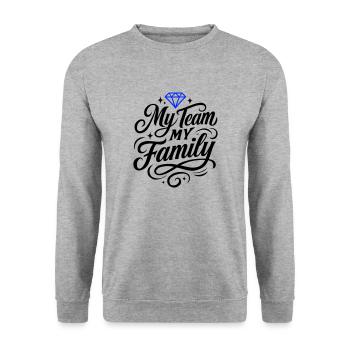 Mon équipe, ma famille - Sweat-shirt Unisexe - gris chiné - Devant - Alina (178cm) & Michal (187cm)