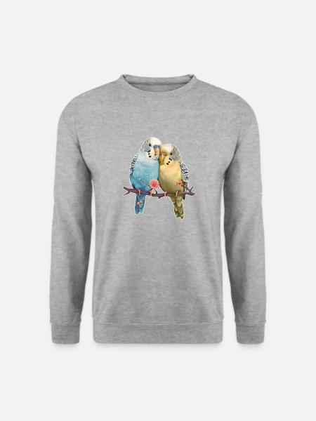Wellensittiche - Unisex Pullover - Weißgrau meliert
