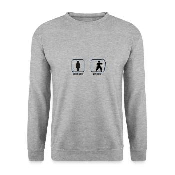 Ton Karaté Maman Ma Maman - Sweat-shirt Unisexe - gris chiné - Devant - Alina (178cm) & Michal (187cm)