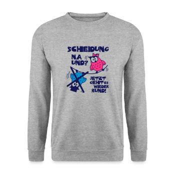 Scheidung na und - Brauteule mit Bräutigam X - Unisex Pullover - Weißgrau meliert - Vorne - Alina (178cm) & Michal (187cm)