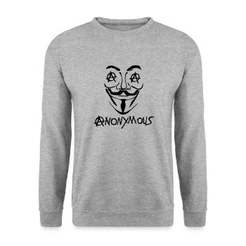 Anarchie-Logo Anonym2 Maske Maske - Unisex Pullover - Weißgrau meliert - Vorne - Alina (178cm) & Michal (187cm)