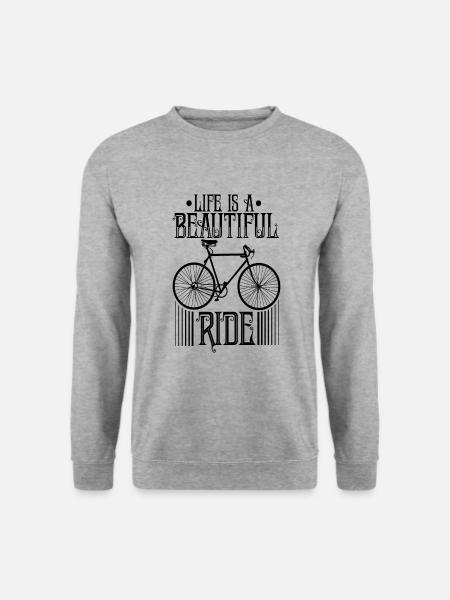 Das Leben ist schöner mit einem Fahrrad - Unisex Pullover - Weißgrau meliert