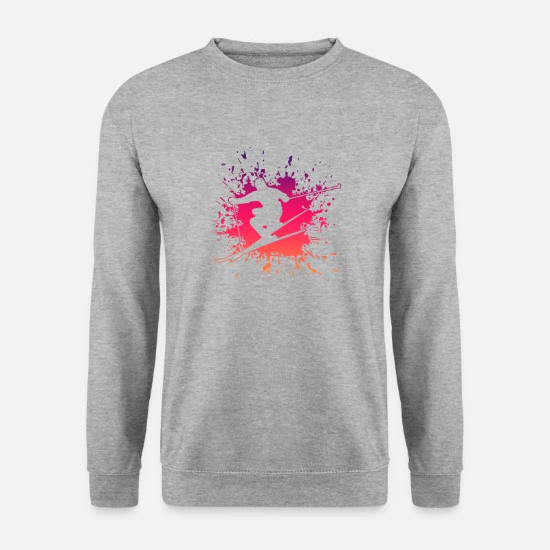 Skiing Splash ski skiing - Unisex Pullover - Weißgrau meliert