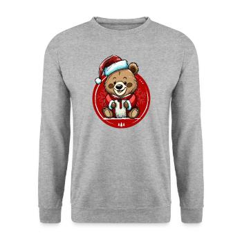 Christmas Teddy Bear - Unisex Sweatshirt - salt & pepper - Front - Alina (178cm) & Michal (187cm)