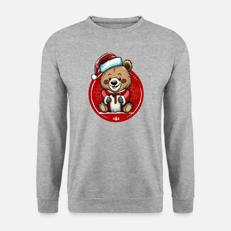 Weihnachten Teddybär - Unisex Pullover - Weißgrau meliert