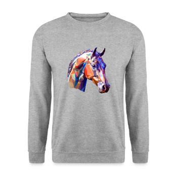 Colorful Polygon Horse Creative Art Design - Unisex Sweatshirt - salt & pepper - Front - Alina (178cm) & Michal (187cm)