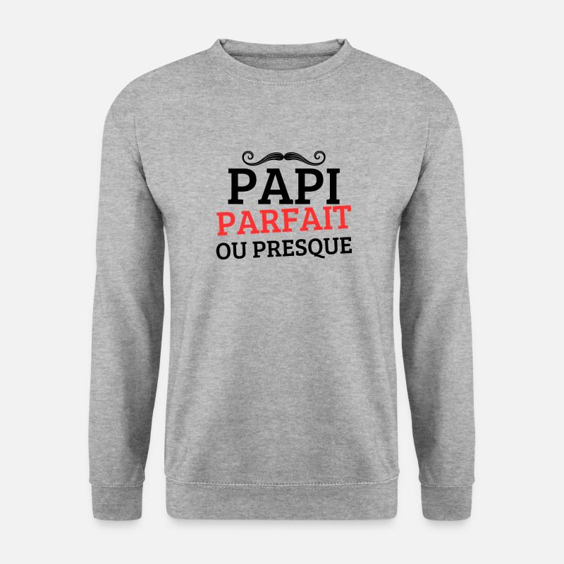 PAPI PERFEKT oder FAST PERFEKT - Unisex Pullover - Weißgrau meliert