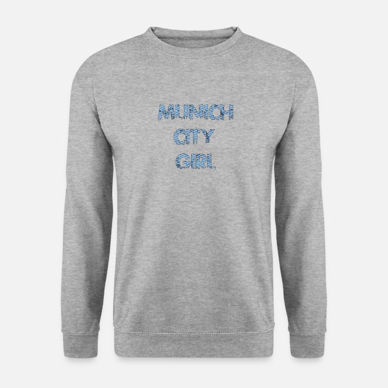 München City Girl Logo mit bayerischem Hintergrund - Unisex Pullover - Weißgrau meliert