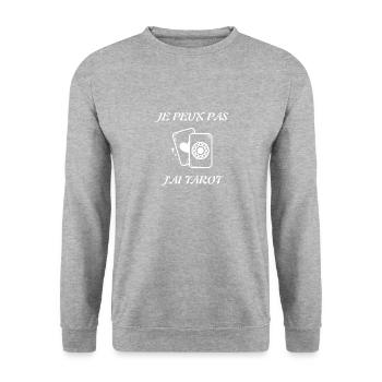 je peux pas j'ai tarot jeu de cartes t-shirt - Sweat-shirt Unisexe - gris chiné - Devant - Alina (178cm) & Michal (187cm)