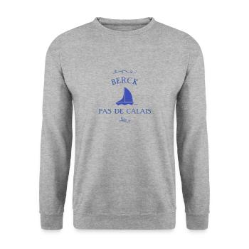 berck t-shirt kein calais weihnachtsgeschenkboot - Unisex Pullover - Weißgrau meliert - Vorne - Alina (178cm) & Michal (187cm)