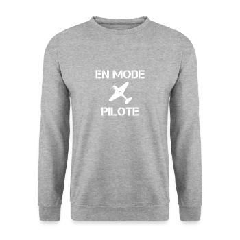 t-shirt aviateur en mode pilote avion cadeau noel - Sweat-shirt Unisexe - gris chiné - Devant - Alina (178cm) & Michal (187cm)