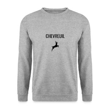 t-shirt chevreuil cadeau noel - Sweat-shirt Unisexe - gris chiné - Devant - Alina (178cm) & Michal (187cm)