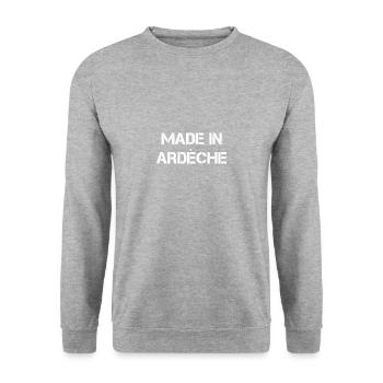 ardéchois T-Shirt gemacht in ardèche Weihnachtsgeschenk - Unisex Pullover - Weißgrau meliert - Vorne - Alina (178cm) & Michal (187cm)