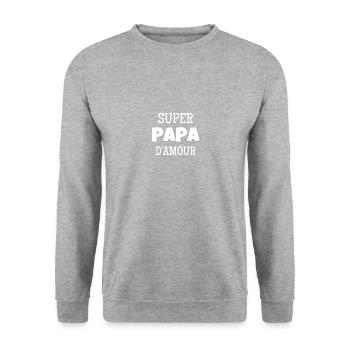 t-shirt fête des pères super papa d'amour cadeau - Sweat-shirt Unisexe - gris chiné - Devant - Alina (178cm) & Michal (187cm)