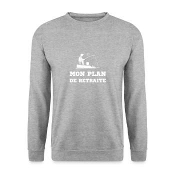 Ruhestand Humor T-Shirt meine Altersvorsorge - Unisex Pullover - Weißgrau meliert - Vorne - Alina (178cm) & Michal (187cm)
