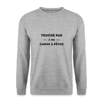 t-shirt humour pêche touche pas à ma canne à pêche - Sweat-shirt Unisexe - gris chiné - Devant - Alina (178cm) & Michal (187cm)