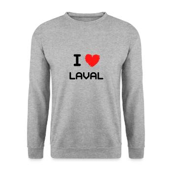 t-shirt original i love laval cadeau noel - Sweat-shirt Unisexe - gris chiné - Devant - Alina (178cm) & Michal (187cm)