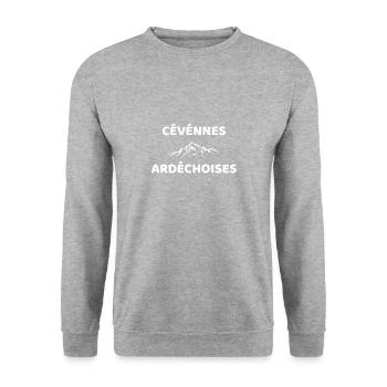t-shirt cévénnes ardéchoises cadeau noel - Sweat-shirt Unisexe - gris chiné - Devant - Alina (178cm) & Michal (187cm)