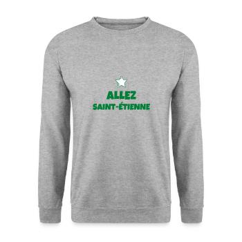 t-shirt football allez saint-étienne cadeau noel - Sweat-shirt Unisexe - gris chiné - Devant - Alina (178cm) & Michal (187cm)