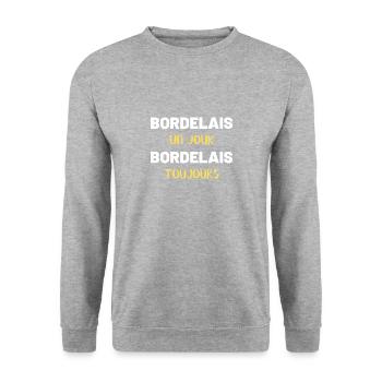 t-shirt bordelais un jour bordelais toujours noel - Sweat-shirt Unisexe - gris chiné - Devant - Alina (178cm) & Michal (187cm)