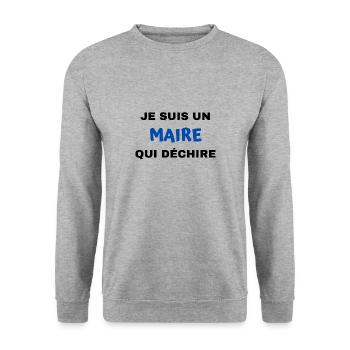 tee shirt maire qui déchire cadeau noel humour - Sweat-shirt Unisexe - gris chiné - Devant - Alina (178cm) & Michal (187cm)