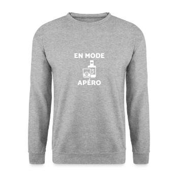t shirt humour apero en mode apéro cadeau noel - Sweat-shirt Unisexe - gris chiné - Devant - Alina (178cm) & Michal (187cm)