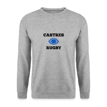 t shirt castres rugby cadeau noel original homme - Sweat-shirt Unisexe - gris chiné - Devant - Alina (178cm) & Michal (187cm)