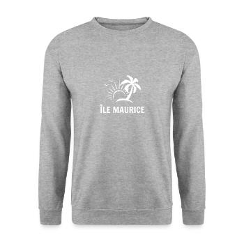 t shirt ile maurice cadeau noel original - Sweat-shirt Unisexe - gris chiné - Devant - Alina (178cm) & Michal (187cm)