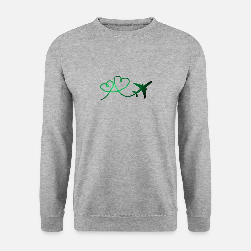 Flugzeug Flieger mit Herz - Unisex Pullover - Weißgrau meliert