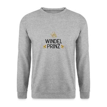 Baby Windel Prinz Krone - Unisex Pullover - Weißgrau meliert - Vorne - Alina (178cm) & Michal (187cm)