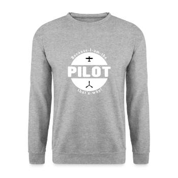 Because I am the Pilot - Vintage Gift Pilot - Unisex Sweatshirt - salt & pepper - Front - Alina (178cm) & Michal (187cm)