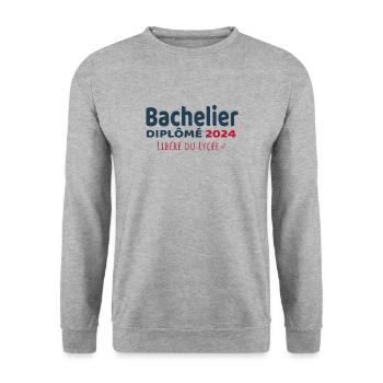 Bachelier 2024 - Cadeau Humour Baccalauréat 2024 - Sweat-shirt Unisexe - gris chiné - Devant - Alina (178cm) & Michal (187cm)