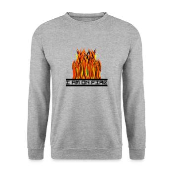 I am on fire / I am on fire - Unisex Sweatshirt - salt & pepper - Front - Alina (178cm) & Michal (187cm)
