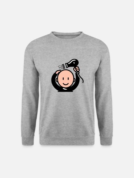 Glatze, die sich die Haare trocknet - Unisex Pullover - Weißgrau meliert