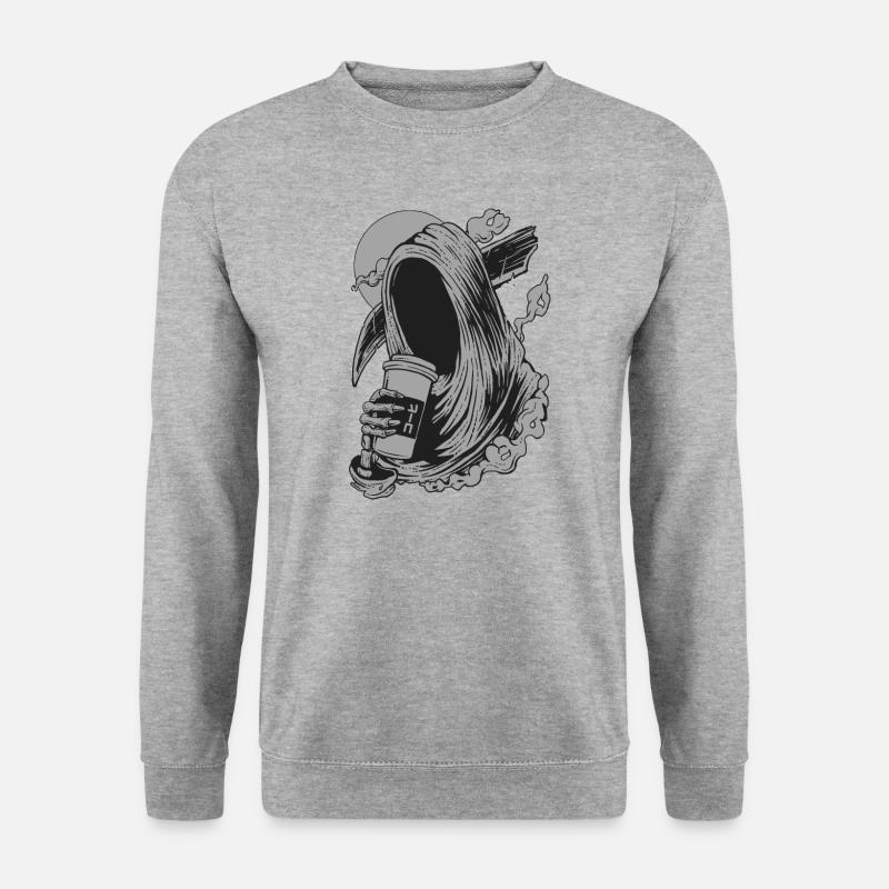 Death before work - Unisex Pullover - Weißgrau meliert