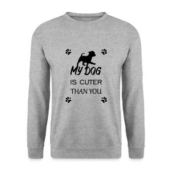 Chien mignon - Sweat-shirt Unisexe - gris chiné - Devant - Alina (178cm) & Michal (187cm)
