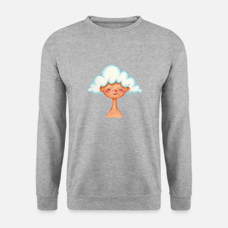 Kopf in den Wolken - Unisex Pullover - Weißgrau meliert