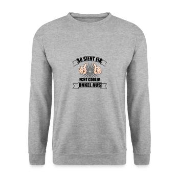 Onkel - Unisex Pullover - Weißgrau meliert - Vorne - Alina (178cm) & Michal (187cm)