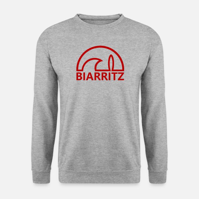 Biarritz Sun minimalistisches Surfbrett - Unisex Pullover - Weißgrau meliert