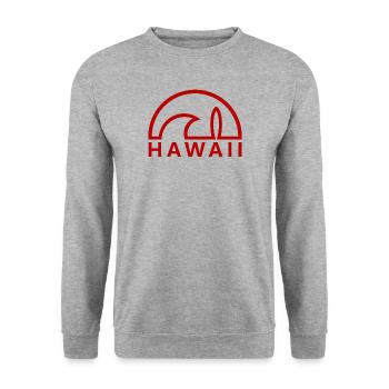 Hawaii soleil planche de surf rouge minimaliste - Sweat-shirt Unisexe - gris chiné - Devant - Alina (178cm) & Michal (187cm)