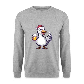 Goose Beer Xmas Christmas - Unisex Sweatshirt - salt & pepper - Front - Alina (178cm) & Michal (187cm)