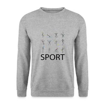 Sport Sport Sport - Unisex Pullover - Weißgrau meliert - Vorne - Alina (178cm) & Michal (187cm)