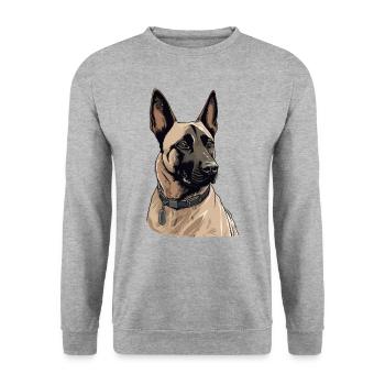 Belgian Malinois - Unisex Pullover - Weißgrau meliert - Vorne - Alina (178cm) & Michal (187cm)