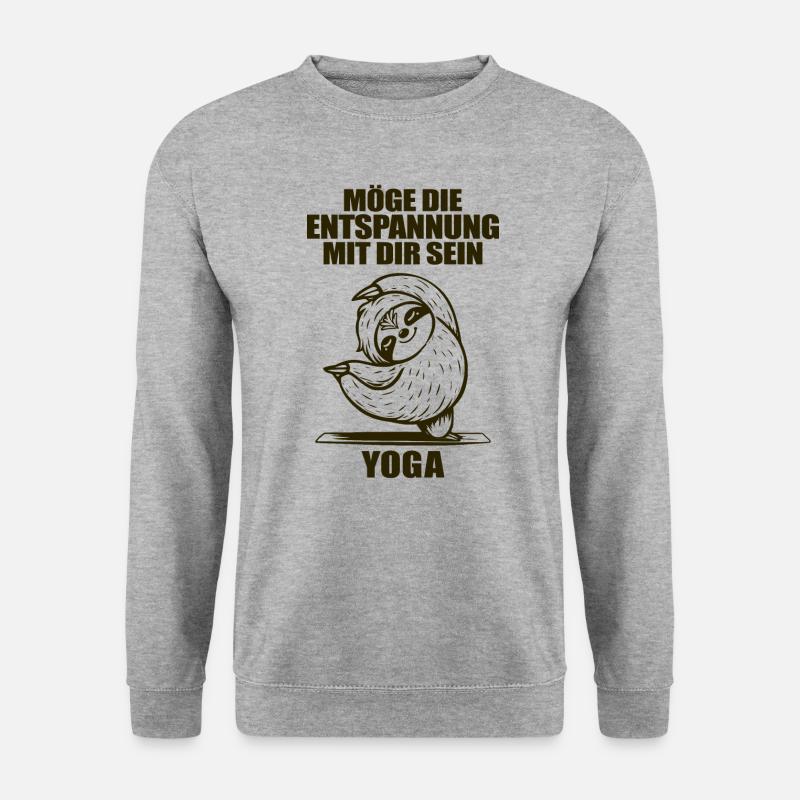 Lustiger Yoga Spruch Faultier - Unisex Pullover - Weißgrau meliert